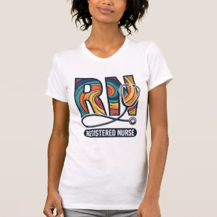 Camiseta Enfermera Registrada RN Diseño Vectorial Vintage A