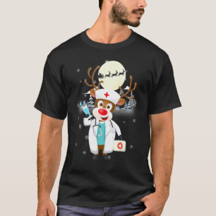 Camiseta Enfermera Reno Estetoscopio Bata Navidad Médico