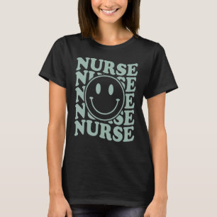 Camiseta Enfermera retro Enfermera feliz cara Preppy Estéti