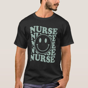 Camiseta Enfermera retro Enfermera feliz cara Preppy Estéti