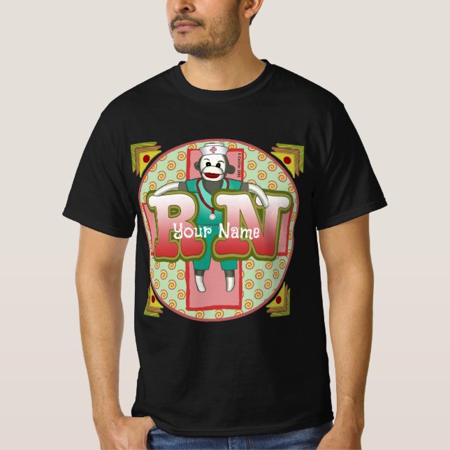 Camiseta Enfermera RN de mono de sock (Anverso)