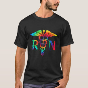 Camiseta Enfermera RN Ocean Tie Dye Arcoiris Hippie Disfraz