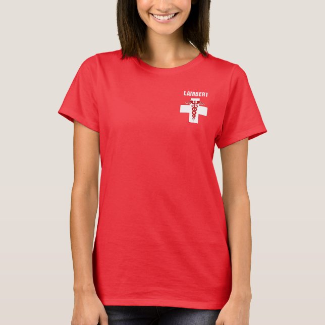 Camiseta Enfermera Rod del caduceo de Asclepius (Anverso)