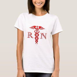 Camiseta Enfermera Roja De Caduceus En Blanco