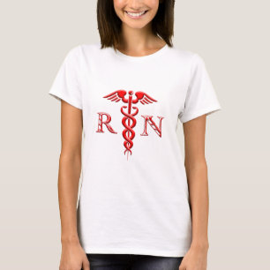 Camiseta Enfermera Roja De Caduceus En Blanco