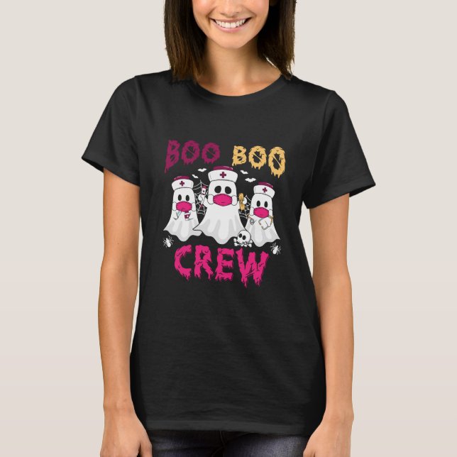 Camiseta Enfermera rosa de Boo Boo Crew Fantasma de Hallowe (Anverso)