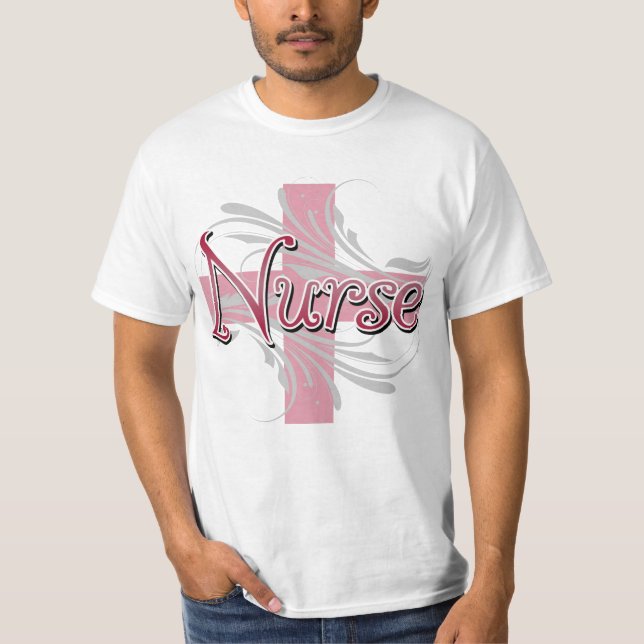 Camiseta Enfermera rosada de la cruz/del remolino (Anverso)