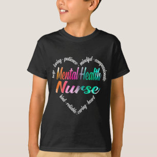 Camiseta Enfermera Salud Corazón Nube de Palabras Acuarela