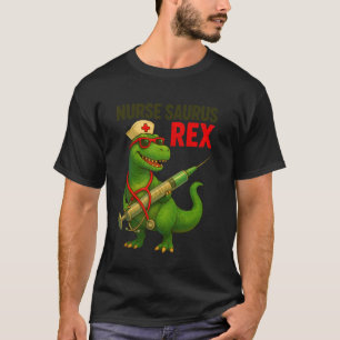 Camiseta Enfermera Saurus T-Rex Dinosaurio Divertido RN Hum