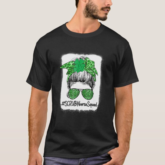 Camiseta Enfermera SCRUB Squad St Patrick Día Enfermera Pel (Anverso)