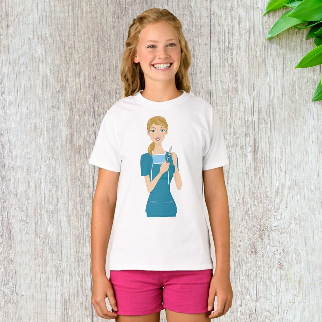 Camiseta Enfermera sonriente con jeringas (Subido por el creador)