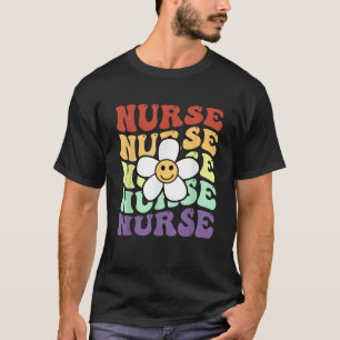 Camiseta Enfermera sonrisa de girasol retro cara coloridas