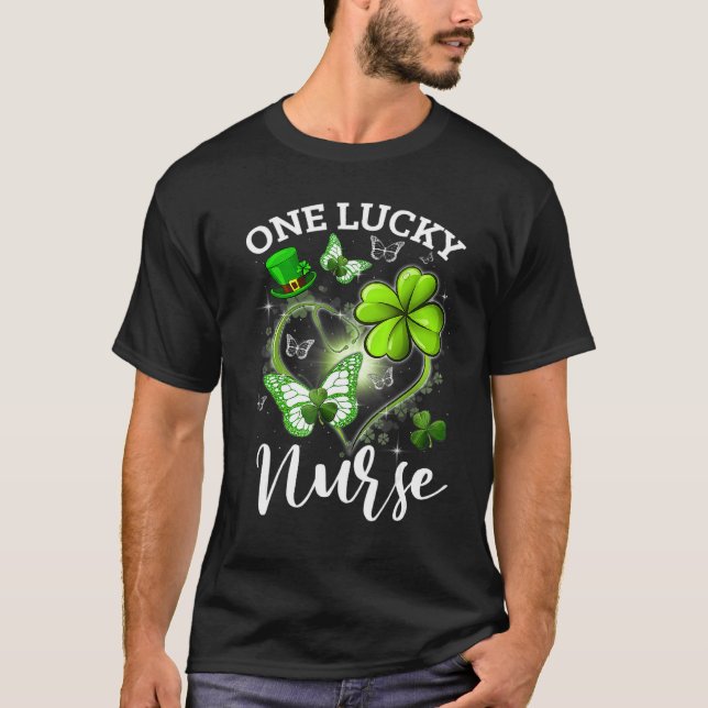 Camiseta Enfermera St Patricks Day 1 Lucky Nurse Irlandés S (Anverso)