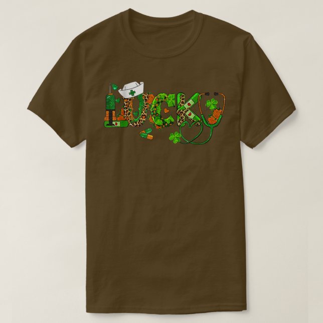 Camiseta Enfermera St Patricks Day EKG Shamrock Lucky Enfer (Diseño del anverso)