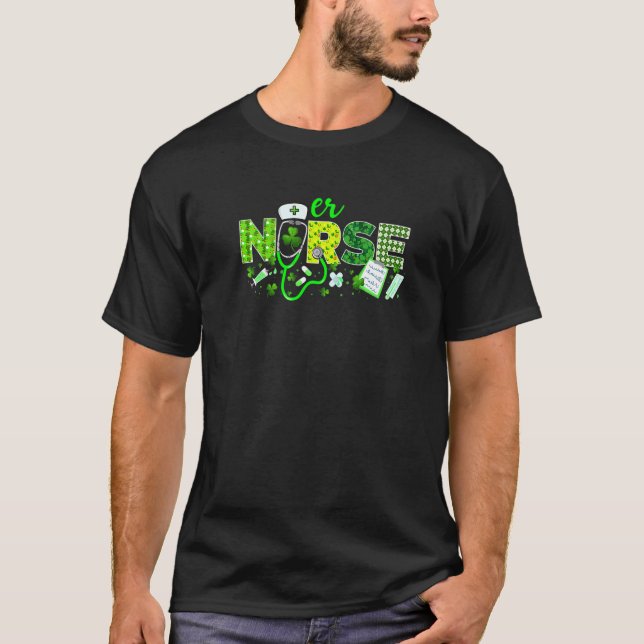 Camiseta Enfermera St Patricks Day Love Stethoscope Rn Enfe (Anverso)