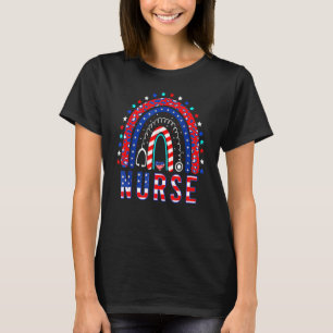 Camiseta Enfermera Stethoscope Rainbow American Memorial Da