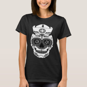 Camiseta Enfermera Sugar Skull Salud Profesional Hombres Mu