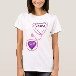 Camiseta Enfermera Super Stethoscope Purpurina agregar nomb