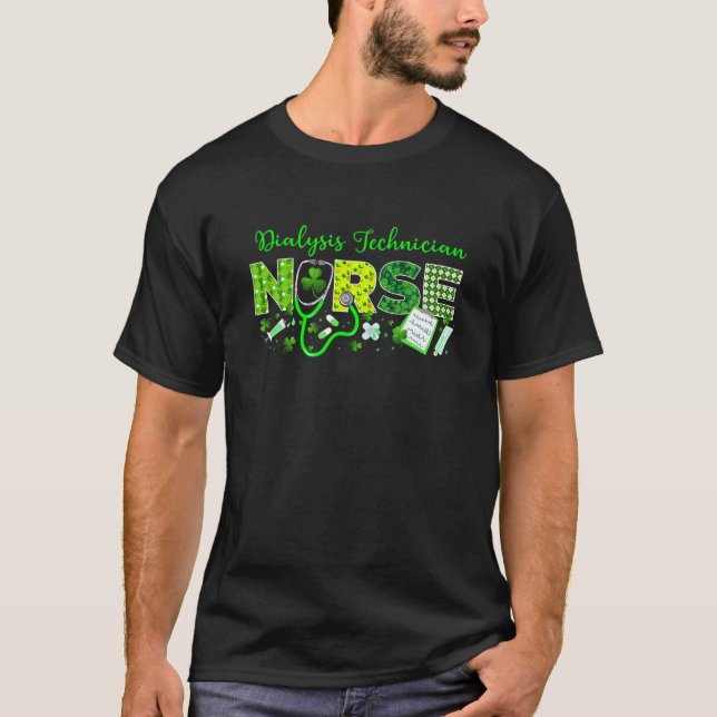 Camiseta Enfermera técnica de diálisis St Patricks Day Love (Anverso)