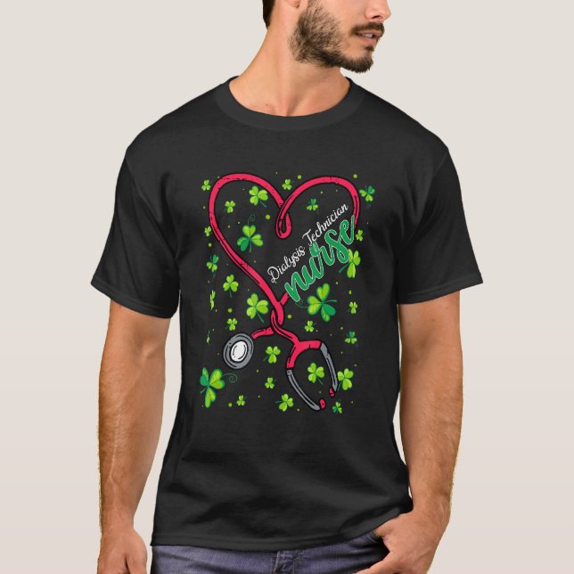 Camiseta Enfermera técnica de diálisis St Patricks Day Love (Anverso)