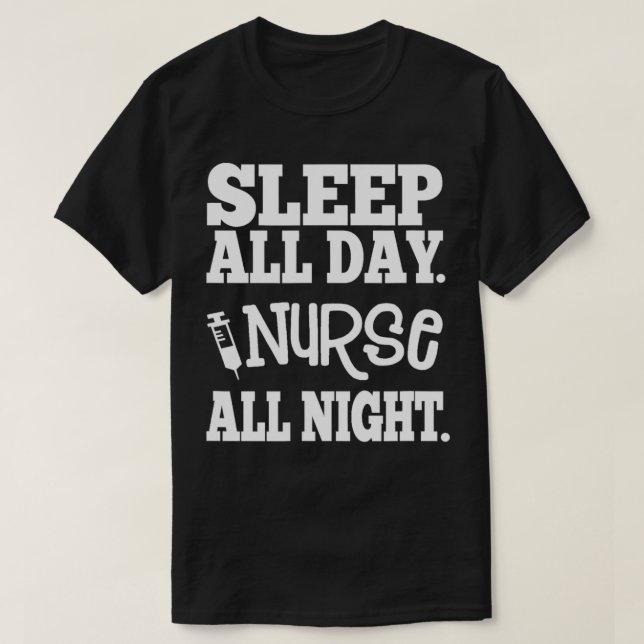 Camiseta Enfermera toda la noche Gran regalo para enfermera (Diseño del anverso)
