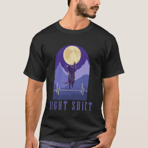 Camiseta Enfermera Turno Noche Luna Gato EKG ECG Cardíaco