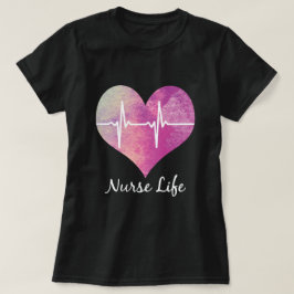 Camiseta Enfermera Vida - Corazón de Acuarela EKG