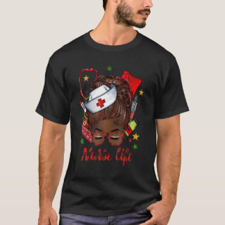 Camiseta Enfermera Vida Desordenada Bun Afro Reina Negra Ro