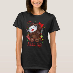 Camiseta Enfermera Vida Desordenada Bun Afro Reina Negra Ro