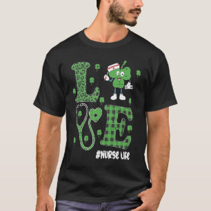 Camiseta enfermera vida leopardo estetoscopio trébol día de