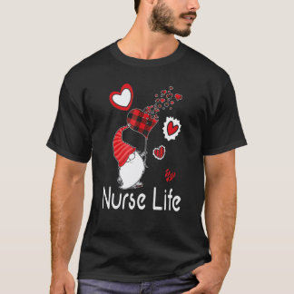 Camiseta Enfermera Vida San Valentín Gnomo Enfermera Corazó