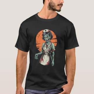 Camiseta Enfermera Zombie Halloween Espeluznante Luna Llena