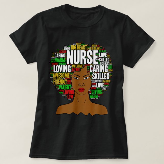 Camiseta Enfermeras afropalabras de pelo natural en afro pa (Diseño del anverso)