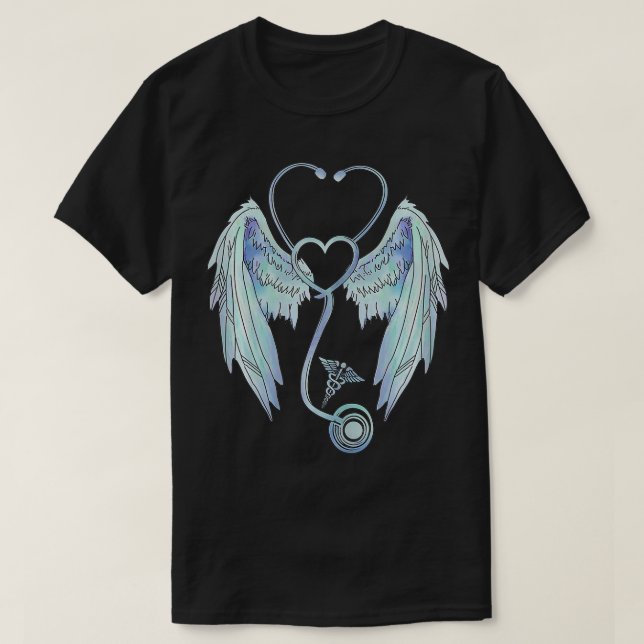 Camiseta Enfermeras Ángel Wings Stethoscopes RN LPN Nursi (Diseño del anverso)