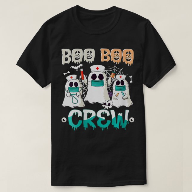 Camiseta Enfermeras de Boo Boo de Halloween con traje fanta (Diseño del anverso)