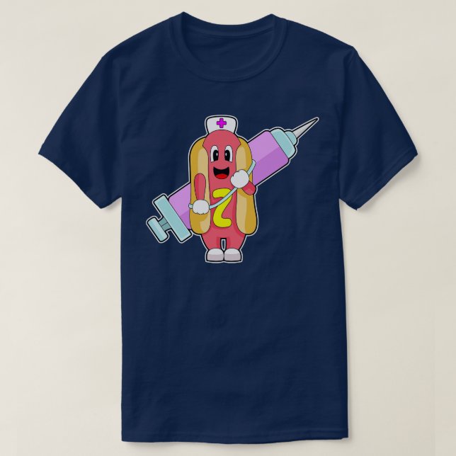 Camiseta Enfermeras de Hotdog Syringe (Diseño del anverso)