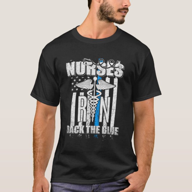 Camiseta Enfermeras De La Bandera Azul De Los Ee.Uu. Orgull (Anverso)