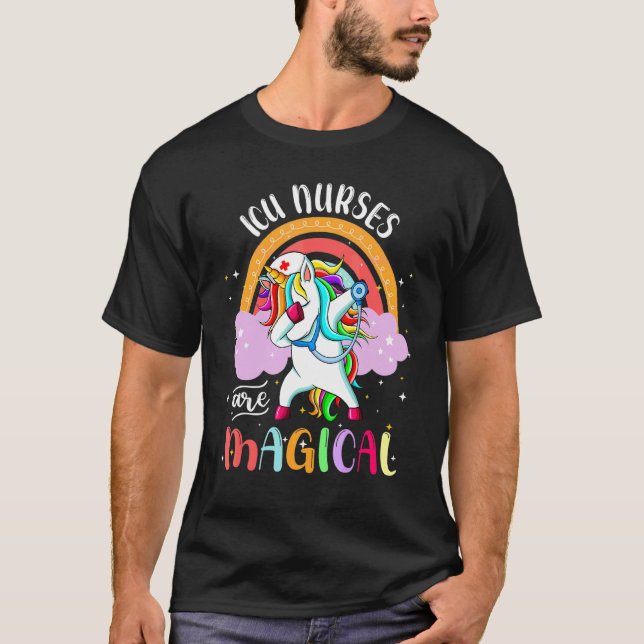 Camiseta Enfermeras Icu Rn Enfermería Magia Unicornio Arcoi (Anverso)