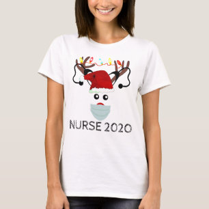 Camiseta Enfermeras Navidades 2020 Renos Con Máscara De Ca