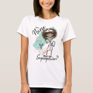 Camiseta Enfermeras superpoderadas enfermeras afroamericana