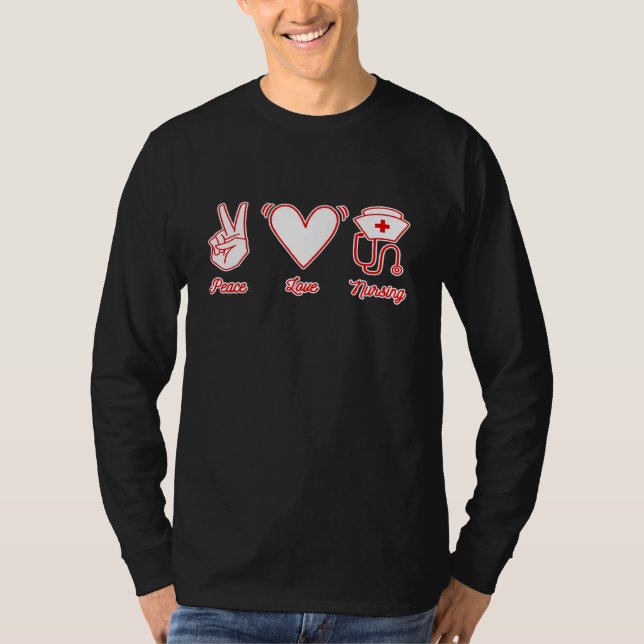 Camiseta Enfermería de Amor Paz Enfermera Enfermería de Amo (Anverso)