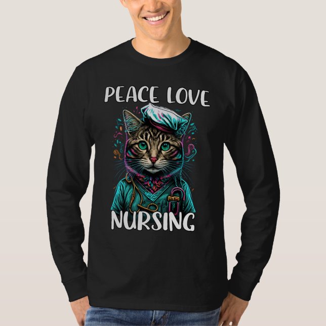 Camiseta Enfermería de Amor por la Paz del Gato de Enfermer (Anverso)