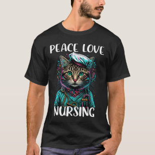 Camiseta Enfermería de Amor por la Paz del Gato de Enfermer