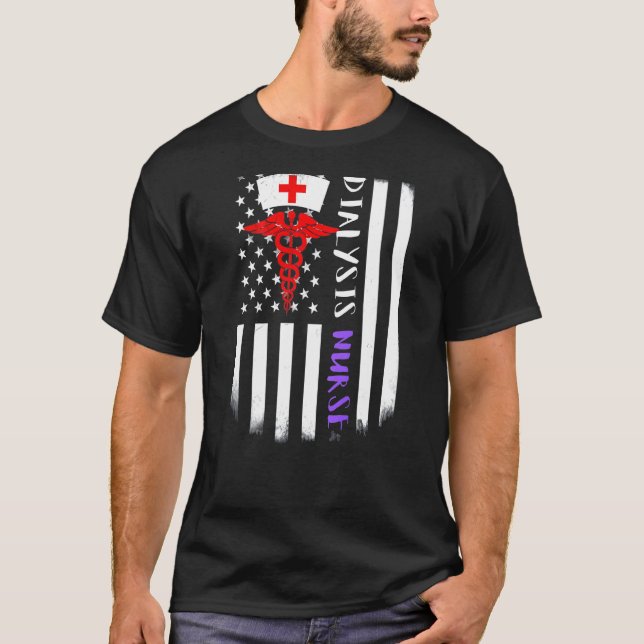 Camiseta Enfermería de diálisis Bandera de EE. UU. Nurs de  (Anverso)