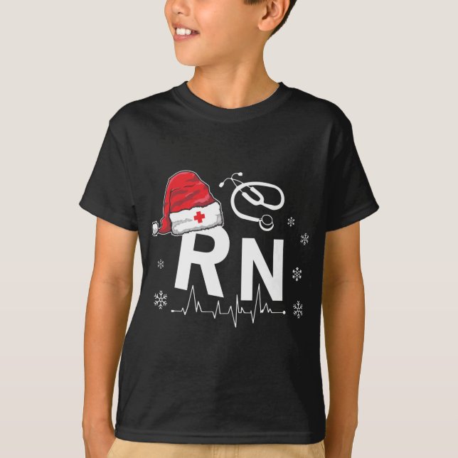 Camiseta Enfermería de Enfermeras de RN Santa Hat Navidades (Anverso)