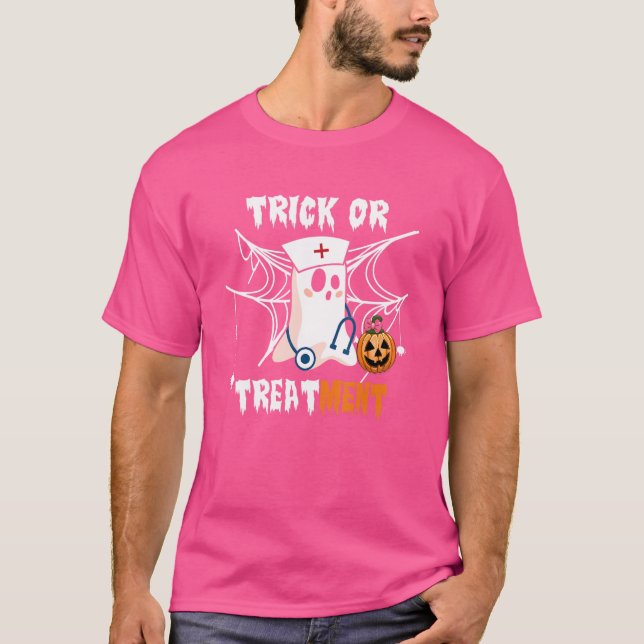 Camiseta Enfermería De Halloween Trick O Tratamiento (Anverso)