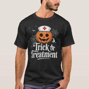 Camiseta Enfermería De Trick O Tratamiento Murió Halloween