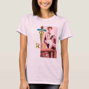 Camiseta ENFERMERÍA DE VINTAJE y Caduceus de Oro NR Emblem
