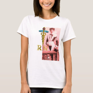 Camiseta ENFERMERÍA DE VINTAJE y Caduceus de Oro NR Emblem