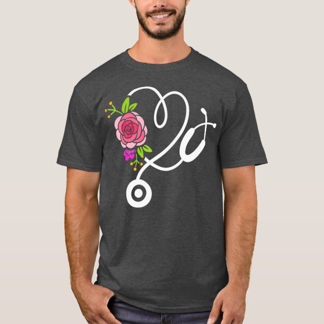 Camiseta Enfermería física con Médica de flores de estetios (Anverso)